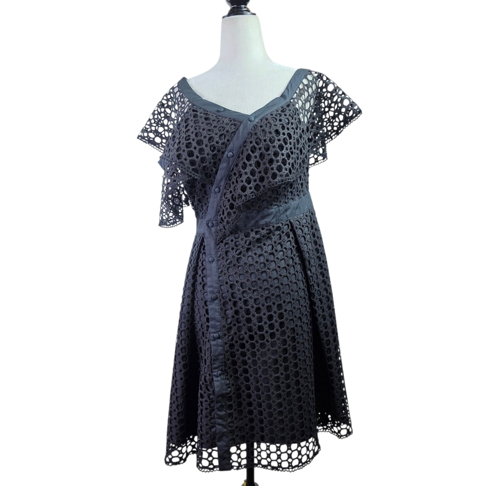 Serpil eyelet/ textured Assymetrical mini dress